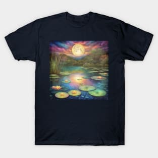 Waterlily Pond Full Moon T-Shirt
